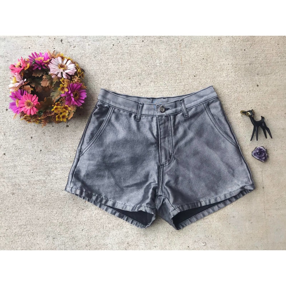 vintage 2000s Shiny SILVER metallic BOOTY SHORTS